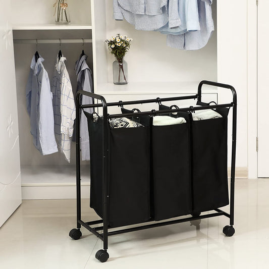 Rolling Laundry Sorter, Laundry Basket with 3 Removable Bags, Laundry Trolley