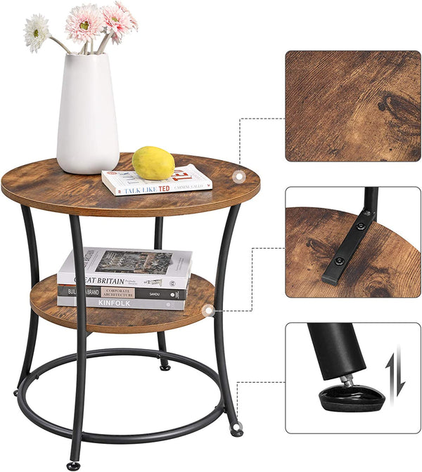Round Side Table with 2 Shelves - Karrari