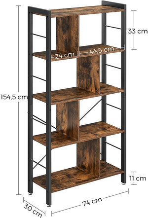 4-Tier Industrial Bookcase - Karrari
