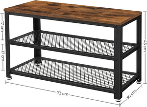 Industrial Shoe Bench with 2 Shelves (Steel Frame) - Karrari