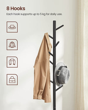 Wooden Coat Stand with 8 Hooks - Karrari