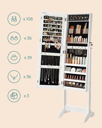 Standing Mirror Cabinet with 2 Separate Makeup Organizers Frameless