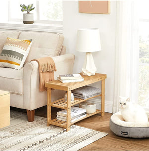 3-Tier Shoe Organizer Bench – Bamboo - Karrari
