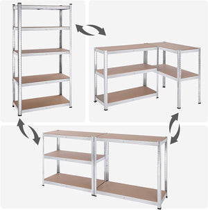 Set of 2 Heavy-Duty 5-Tier Steel Shelving Units (40x90x180cm) - Karrari