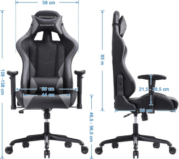 Gaming Chair 150kg Office Chair Desk Chair with Lumbar Cushion Steel Frame High Back and Wide Seat Height Adjustable