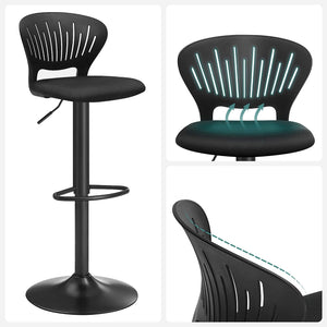 Set of 2 Adjustable Bar Stools - Crown Backrests - Karrari