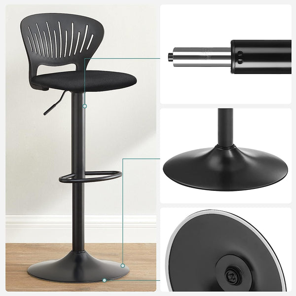 Set of 2 Adjustable Bar Stools - Crown Backrests - Karrari
