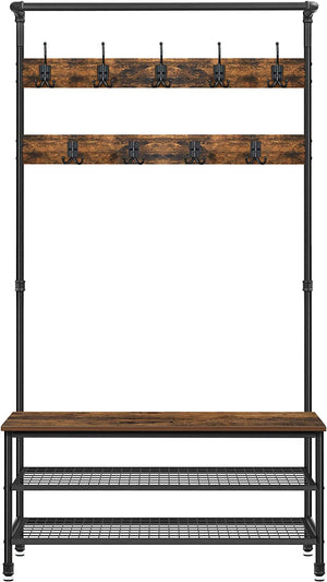 Coat Rack with Bench, Shoe Storage & 9 Hooks - Karrari