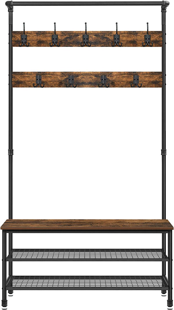 Coat Rack with Bench, Shoe Storage & 9 Hooks - Karrari