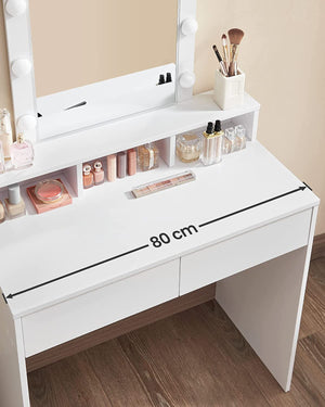Vanity with Mirror, Lights, Drawers & Shelves - Karrari