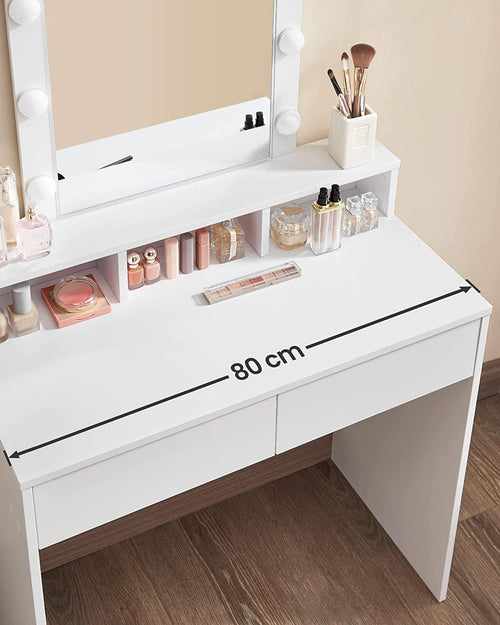 Vanity with Mirror, Lights, Drawers & Shelves - Karrari