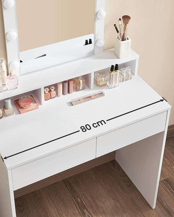Vanity with Mirror, Lights, Drawers & Shelves - Karrari