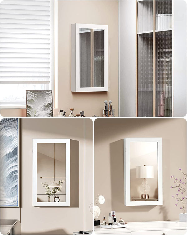 Lockable Wall-Mounted Jewellery Cabinet with Mirror - Karrari