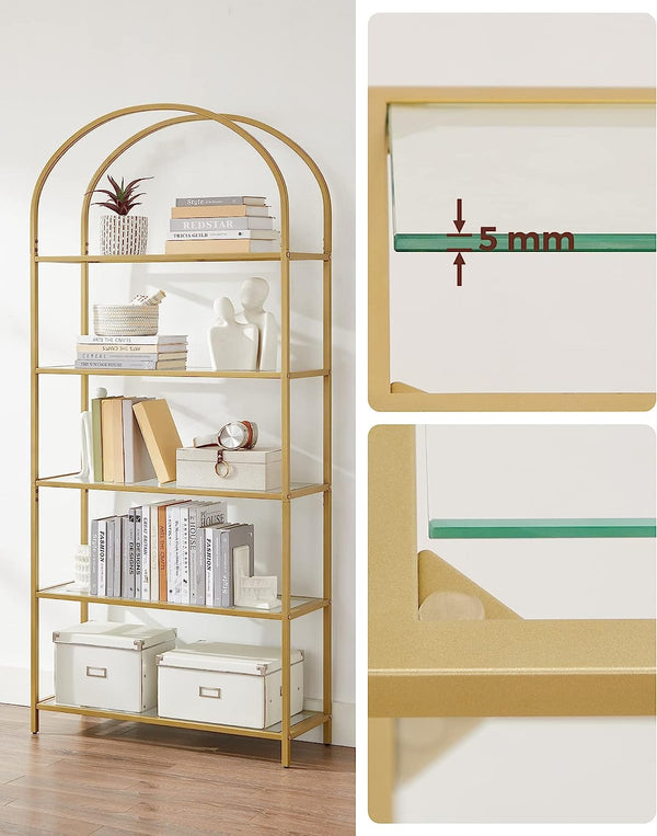 5-Tier Gold Arched Glass Shelf - Karrari