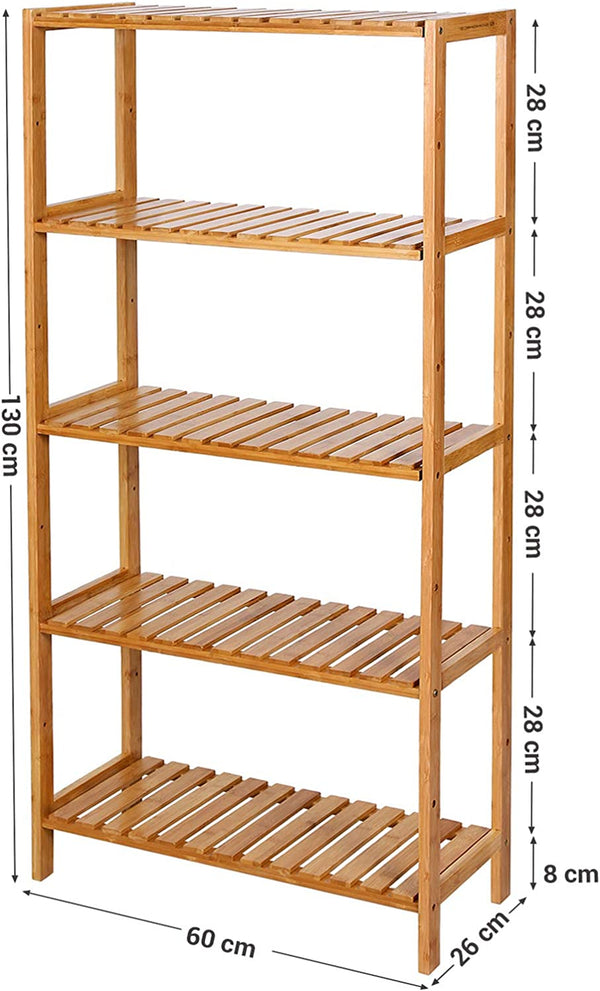 5-Tier Adjustable Bamboo Storage Shelf - Karrari