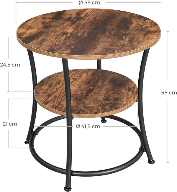 Round Side Table with 2 Shelves - Karrari