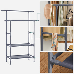 Clothes Rack with Double Rails & Shelves - Karrari