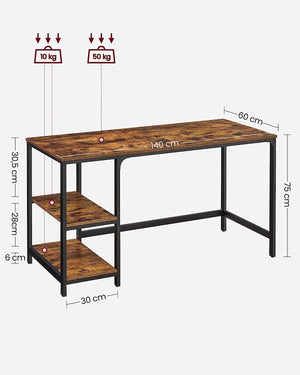 Computer Desk with 2 Reversible Shelves - Karrari