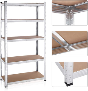 Set of 2 Heavy-Duty 5-Tier Steel Shelving Units (40x90x180cm) - Karrari