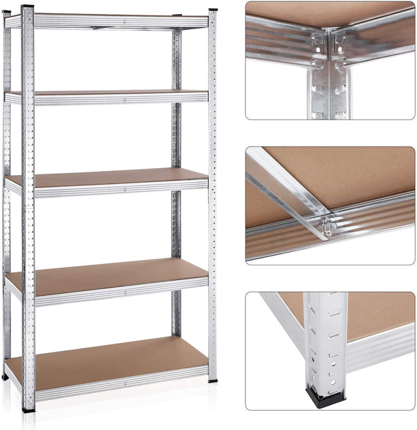 Set of 2 Heavy-Duty 5-Tier Steel Shelving Units (40x90x180cm) - Karrari