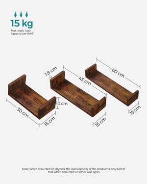 Set of 3 Floating Wall Shelves - Karrari