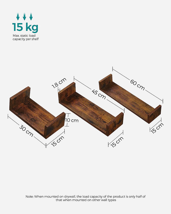 Set of 3 Floating Wall Shelves - Karrari