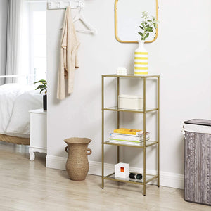 4-Tier Glass Bookshelf - Metallic Gold - Karrari