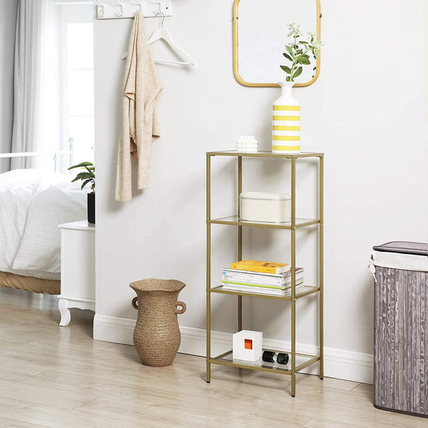 4-Tier Glass Bookshelf - Metallic Gold - Karrari