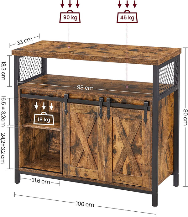 Sideboard with 2 Sliding Barn Doors - Karrari