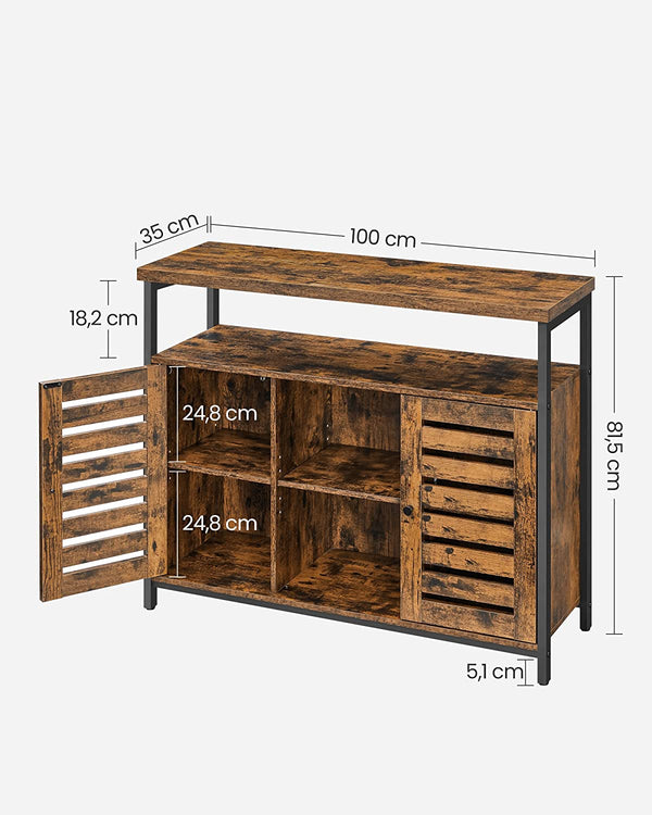 Floor Cabinet with Louvred Doors & Shelves - Karrari