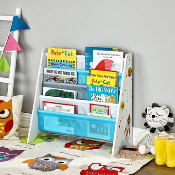 Kids’ Bookcase, Book Storage Shelf Organiser, with Anti-Tip Kit, for Children's Room, Playroom, Daycare, School