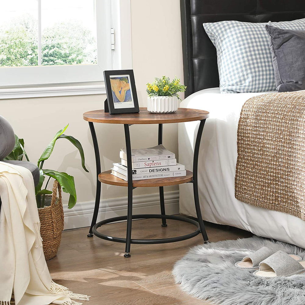 Round Side Table with 2 Shelves - Karrari
