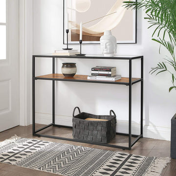 Console Table, Entrance Console, Tempered Glass Top, Robust Steel Frame, Easy Assembly, for Living Room