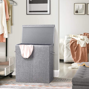 Laundry Basket 142L - 2 Compartments & Magnetic Lid - Karrari