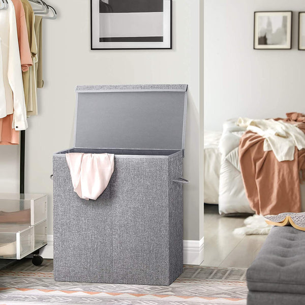 Laundry Basket 142L - 2 Compartments & Magnetic Lid - Karrari
