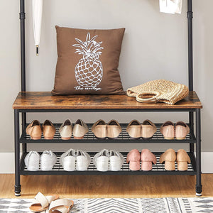 Coat Rack with Bench, Shoe Storage & 9 Hooks - Karrari