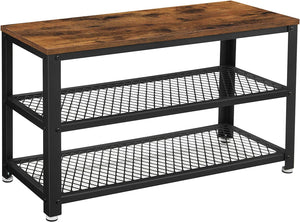 Industrial Shoe Bench with 2 Shelves (Steel Frame) - Karrari
