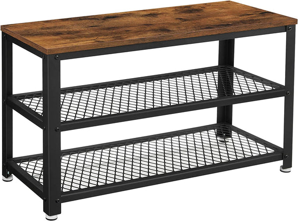 Industrial Shoe Bench with 2 Shelves (Steel Frame) - Karrari