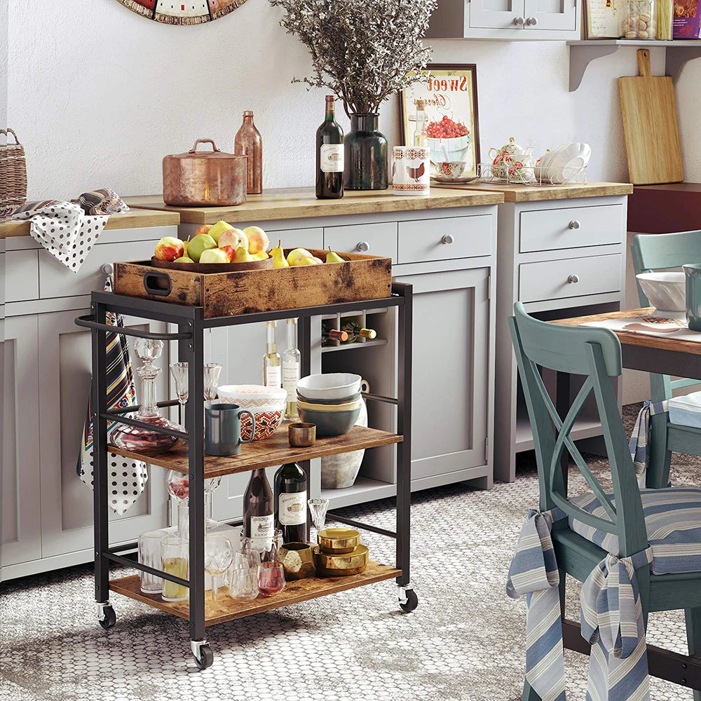 3-Tier Kitchen Serving Cart with Removable Tray - Karrari