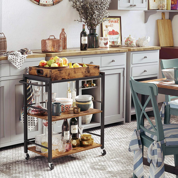3-Tier Kitchen Serving Cart with Removable Tray - Karrari