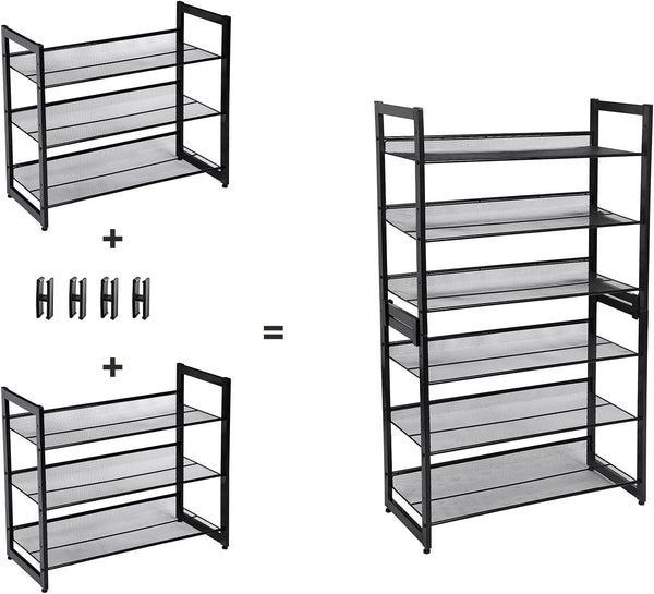 3-Tier Stackable Metal Shoe Rack - Adjustable Shelves - Karrari
