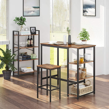 Rectangular Bar Table with 3 Shelves, Kitchen Table, Kitchen Counter, Sturdy Metal Frame, 109 x 60 x 100 cm