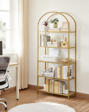 5-Tier Gold Arched Glass Shelf - Karrari