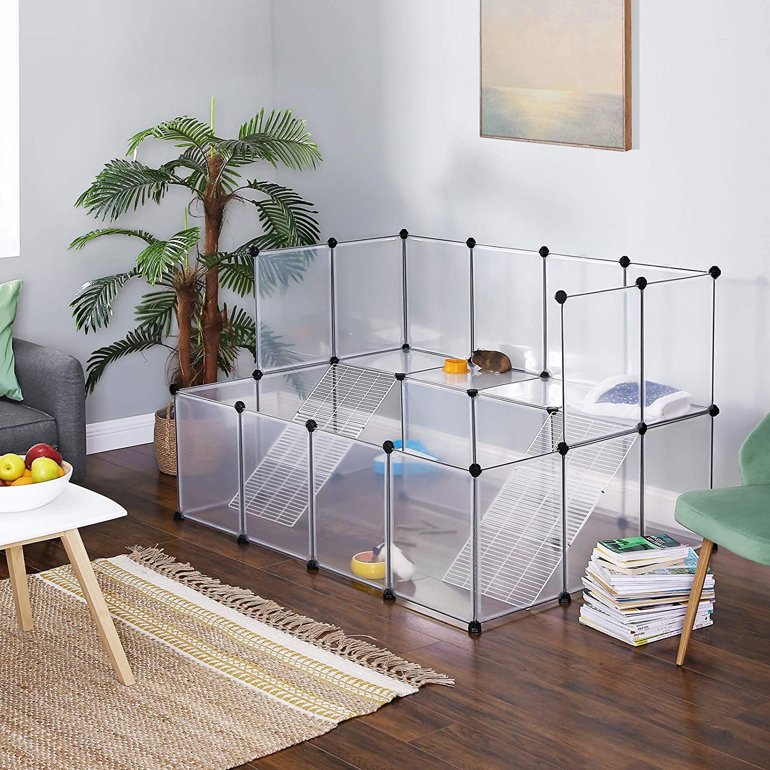Guinea Pig Playpen, DIY Hutch Cage for Small Pet, White
