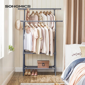 Clothes Rack with Double Rails & Shelves - Karrari