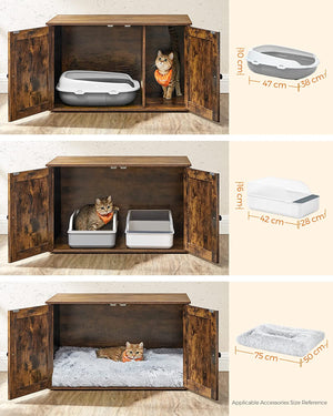 Vintage Cat Litter Tray Cabinet - Doors (Easy Assembly) - Karrari