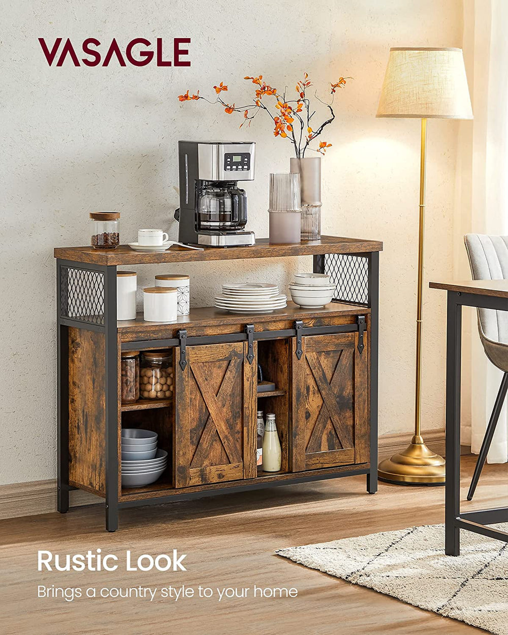 Sideboard with 2 Sliding Barn Doors - Karrari