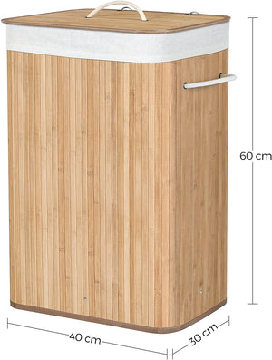Foldable Laundry Hamper 72L - Lid & Handles - Karrari