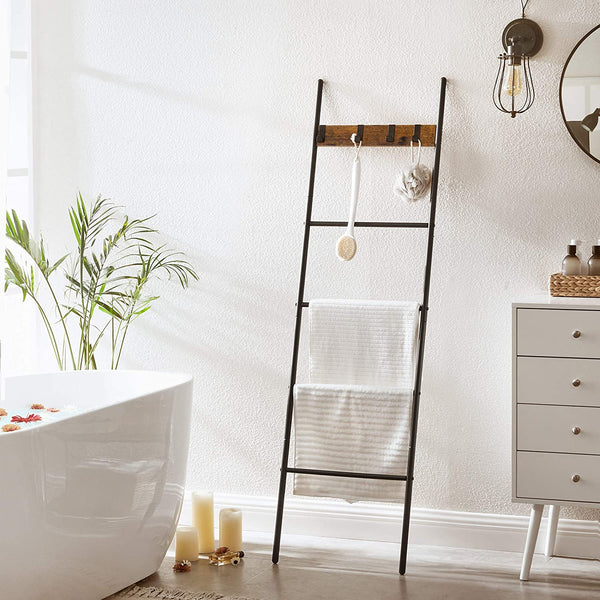 5-Tier Slanted Ladder Shelf with Hooks - Karrari