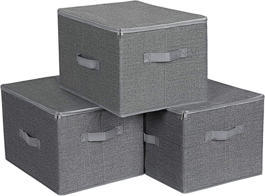 Storage Boxes with Lids, Foldable Storage Basket Bins with Handles, Clothes Toys Organiser